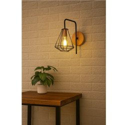 Aplique CARILUX MINI ROMBO para 1 luz E27 madera paraíso negro