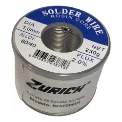 Estaño para soldar ZURICH 60/40 1mm 250g