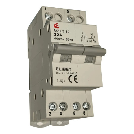 Llave conmutadora ELIBET din de 2 polos 32a 220v