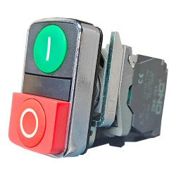 Pulsador doble CNC LAY4-BL8425 verde-rojo 1NA 1 NC metalico