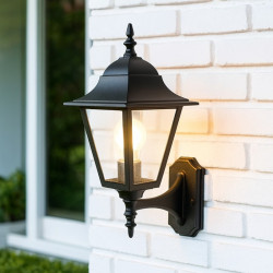 Farol CENTILUX para 1 luz E27 fundición con brazo de fijación negro
