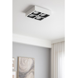 Plafón SAN LORENZO CARDANICO cuadrado para 4 luces GU10 AR111 móviles blanco