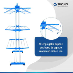 Tendedero para ropa SOUNO HOG0096 vertical de pie 3 niveles plegable blanco