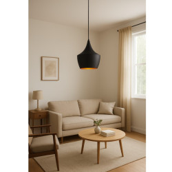 Colgante 180° ILUMINACIÓN BEAT FAT negro para 1 luz E27 esmaltado