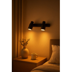 Aplique SAN LORENZO PARMA para 2 luces GU10 base liston negro