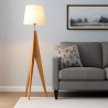 Lámpara de pie CARILUX para 1 luz E27 madera con pantalla blanca