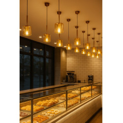 Colgante 180° ILUMINACIÓN COCO para 1 luz E27 vidrio ambar
