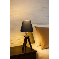 Lámpara de mesa CARILUX para 1 luz madera wengue pantalla lino negro