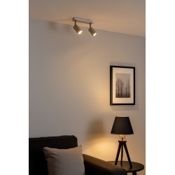 Spot CANDIL TEMPANO para 2 luces GU10 regleta niquel