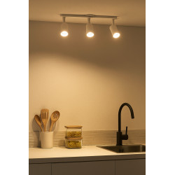 Spot CANDIL TEMPANO para 3 luces GU10 blanco regleta