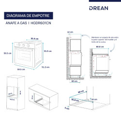 Horno a gas DREAN HGDR601CN digital 60 Litros empotrable negro