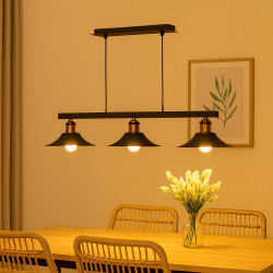 Colgante FERROLUX PADUA para 3 luces E27 negro