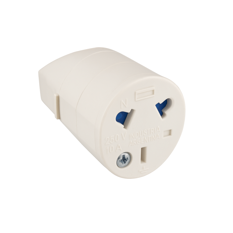 Ficha hembra RICHI polarizado combinado 10A con salida trasera