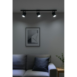 Regleta SAN JUSTO para 3 luces GU10 AR111 con cabezal negro