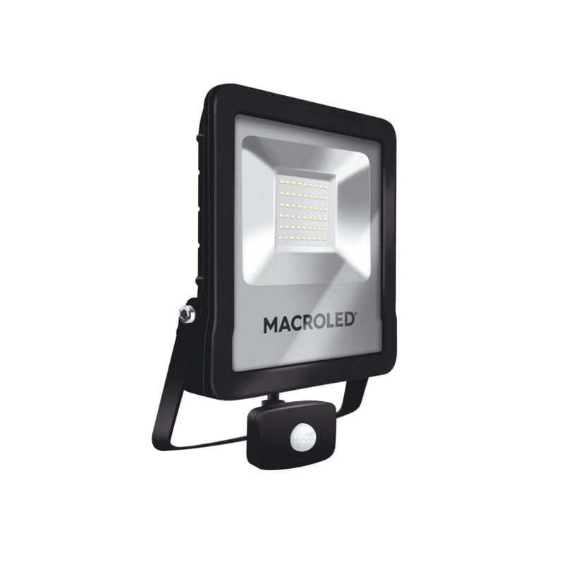 Reflector led MACROLED PRO IP65 50W 4500lm 3000K con sensor de movimiento