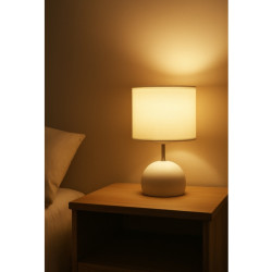 Velador MARKAS ALYSSA para 1 luz E27 bocha con pantalla blanca