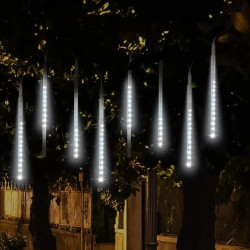 Luces de navidad lluvia led meteoro 8 tubos blanco frio 3 metros 50cm