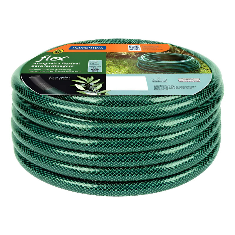 Manguera flexible TRAMONTINA 15M verde para jardin Manguera flexible TRAMONTINA 15M verde para jardin