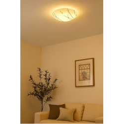 Plafón FERROLUX CANNES para 2 luces E27 vidrio estampado