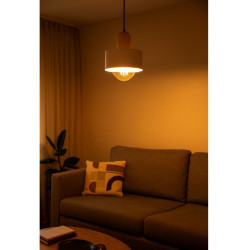 Colgante SAN JUSTO BALCARCE para 1 luz E27 blanco con detalle madera