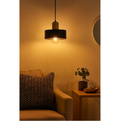 Colgante SAN JUSTO BALCARCE para 1 luz E27 negro detalle en madera