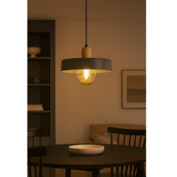 Colgante SAN JUSTO BALCARCE para 1 luz E27 gris con detalle en madera