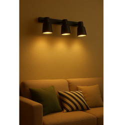 Aplique SAN LORENZO PARMA para 3 luces GU10 base liston negro