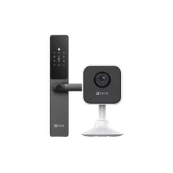 EZVIZ CERRADURA INTELIGENTE CON HUELLA DACTILAR S/PASADOR MANUAL DL05 + camara H1C