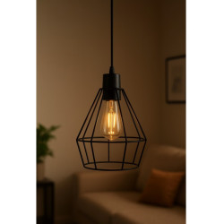 Colgante SAN JUSTO CARDALES jaula diamante para 1 luz E27 negro