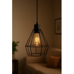 Colgante SAN JUSTO CARDALES mini jaula diamante para 1 luz E27 negro