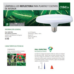 Lámpara led TBCin ceiling full espectro para plantas y cultivos 40w E27
