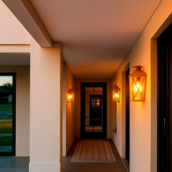 Farol SAN JUSTO MONSERRAT con reja y sombrero para 1 luz E27 oxidado