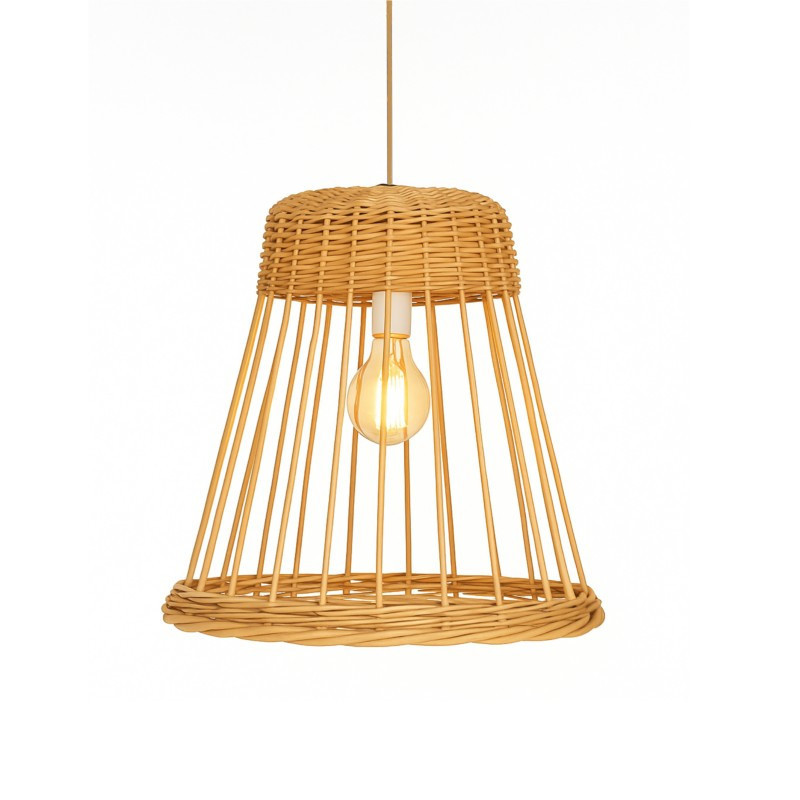 Colgante campana CARILUX para 1 luz E27 mimbre 42cm