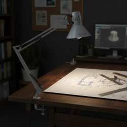 Velador extensible CANDIL tablero con pinza para 1 luz E27 gris