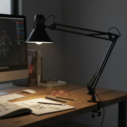 Velador extensible CANDIL tablero con pinza para 1 luz E27 negro