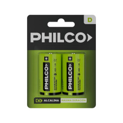 Pila D PHILCO alcalina grande blister 2 unidad