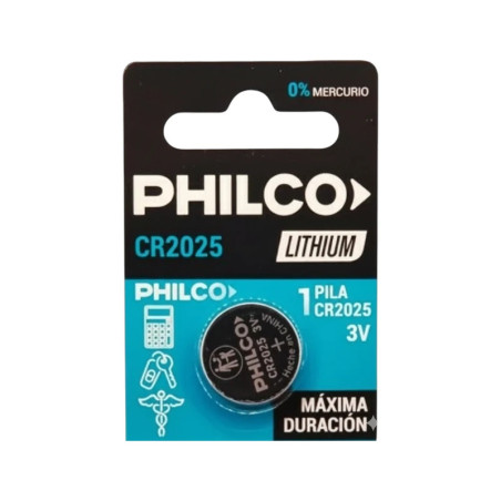Pila CR2025 PHILCO litio blister 1 unidad