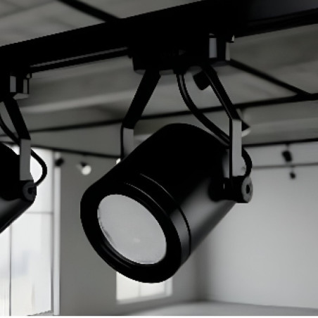 Cabezal riel ILUMROS para 1 luz GU10 15W AR111 3 pasos pvc negro