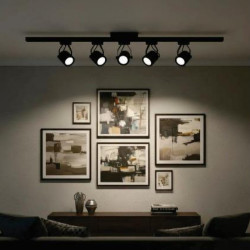 Cabezal riel ILUMROS para 1 luz GU10 15W AR111 3 pasos pvc negro