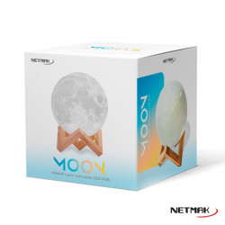 Lámpara de mesa led NETMAK LUNA 3D tactil RGB c/ control