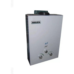 Calefon BRAM-METAL 17960/1 gas envasado sin llama piloto 6 litros blanco