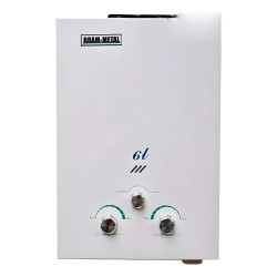 Calefon BRAM-METAL 17960/1 gas envasado sin llama piloto 6 litros blanco