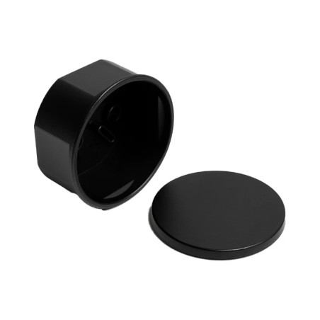 Caja octogonal NERA chica pvc negra con tapa de sobreponer