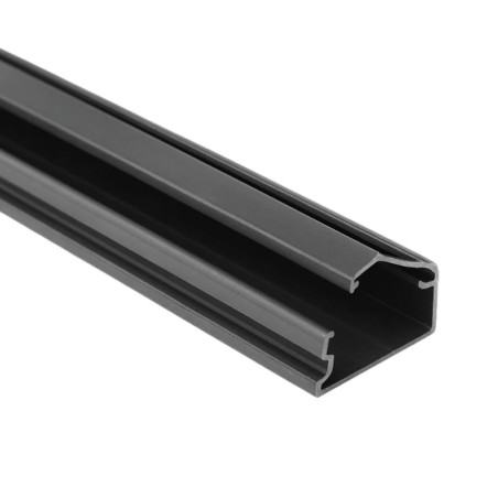 Cablecanal NERA negro 20x10 con tapa abisagrada y cinta autoadhesiva x 2MTS