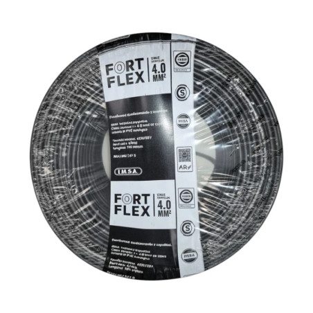 Cable unipolar FORTFLEX 4mm2 rollo por 100 metros negro CLASE 4 IRAM 2183