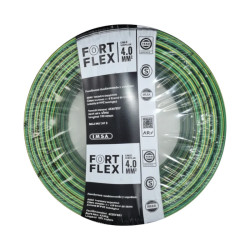 Cable unipolar FORTFLEX 4mm2 rollo por 100 metros verde amarillo CLASE 4 IRAM 2183