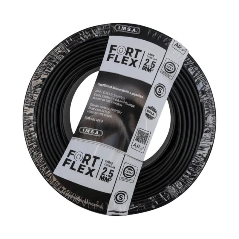 Cable unipolar FORTFLEX 2,5mm2 rollo por 100 metros negro CLASE 4 IRAM 2183