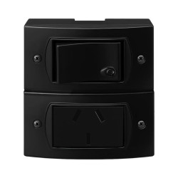 Verona black llave exterior JELUZ negro 1 punto y toma combinado 10A