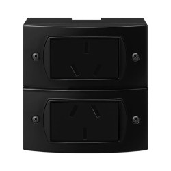 Verona black llave exterior JELUZ negro 2 toma combinado 10A