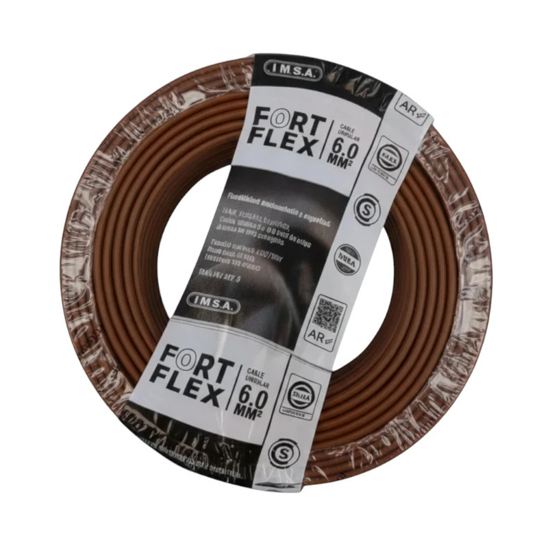Cable unipolar FORTFLEX 6mm2 rollo por 100 metros marron CLASE 4 IRAM 2183